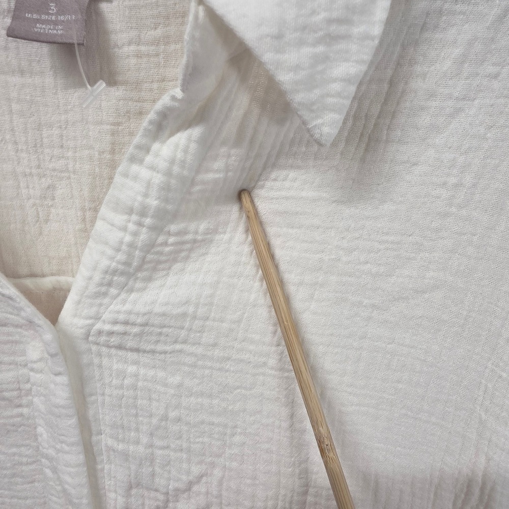 Chico's White Cotton Gauze Button Front Maxi Shirt Dress Womens Size 3 US 16/18 - Picture 7 of 15
